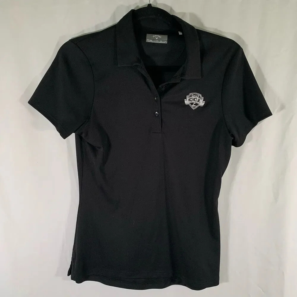 Callaway Golf Shirt Women's Small Black Short Sleeve 1/4 Button CCL Top